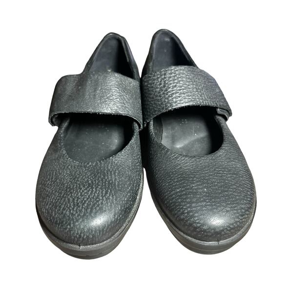 Ecco Skyler Mary Jane Black Leather Wedges Size 38 US 7 comfort hook and loop - Picture 3 of 13